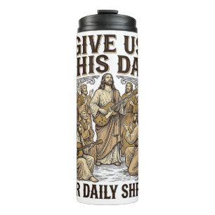 Vintage Daily Shred Religious Guitar Vector Thermal Tumbler