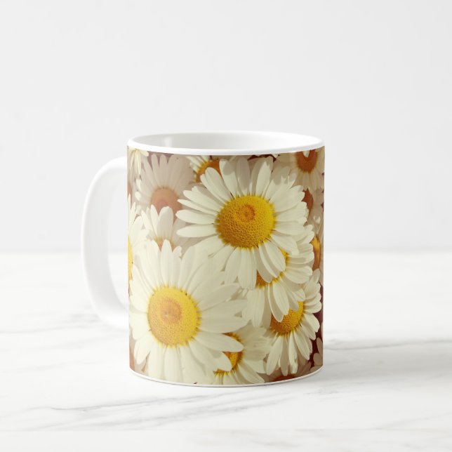Vintage daisies coffee mug (Front Left)