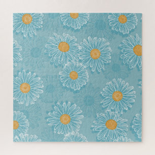 Vintage daisies: floral outline pattern. jigsaw puzzle