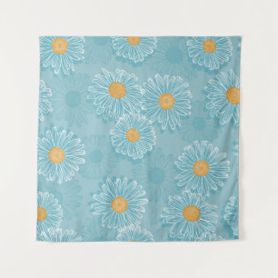 Vintage daisies: floral outline pattern. tapestry