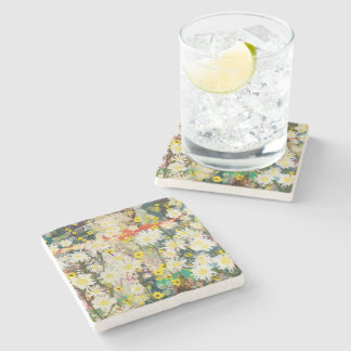 Vintage Daisies - Nature Inspired Floral Art -  Stone Coaster