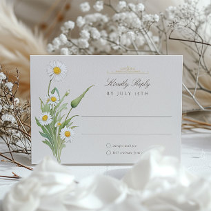 Vintage Daisies Wedding RSVP Card