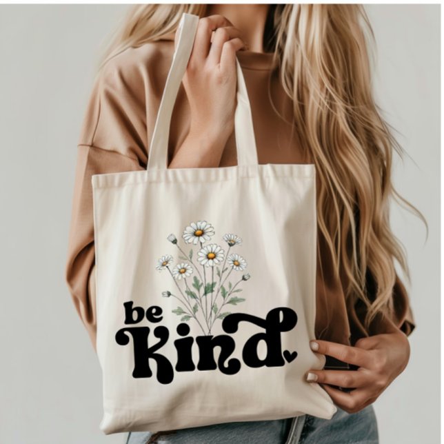 Vintage Daisies with Quote - Be Kind Tote Bag (Creator Uploaded)