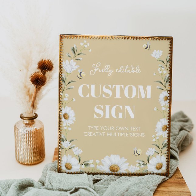 Vintage Daisy Bee Birthday Party Table Sign (Creator Uploaded)