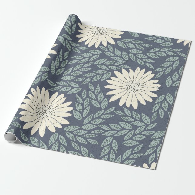 Vintage Daisy Bloom Wrapping Paper (Unrolled)