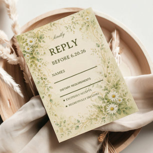 Vintage Daisy Botanical RSVP Card