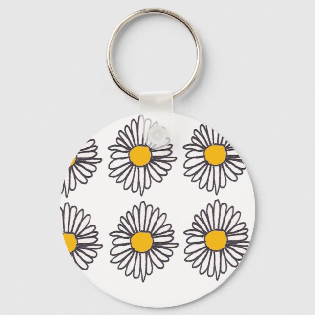 Vintage Daisy Doodle Key Ring (Front)