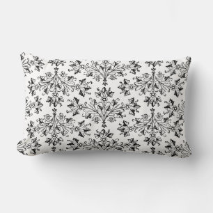 Vintage Daisy Floral Damask Pattern Throw Pillow