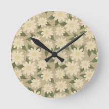 Vintage Daisy Floral in Sage Green and Cream