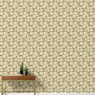 Vintage Daisy Floral in Sage Green and Cream Wallpaper