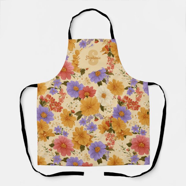 Vintage Daisy Floral Pattern (2) Apron (Front)