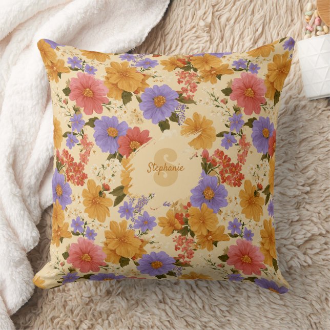 Vintage Daisy Floral Pattern (2) Cushion (Blanket)