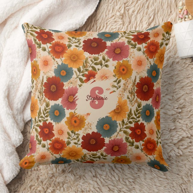Vintage Daisy Floral Pattern Cushion (Blanket)