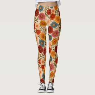Vintage Daisy Floral Pattern Leggings