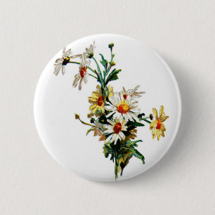 *Vintage Daisy* Flower Art 6 Cm Round Badge
