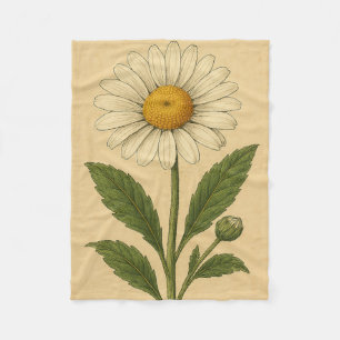 Vintage Daisy on Weathered Paper Fleece Blanket