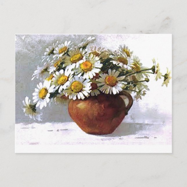 Vintage Daisy Vase Postcard (Front)