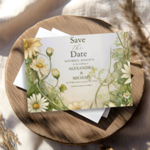 Vintage Daisy Wedding Art Nouveau Save The Date
