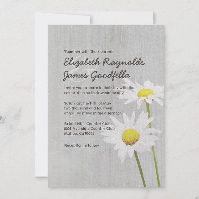 Vintage Daisy Wedding Invitations (Front)
