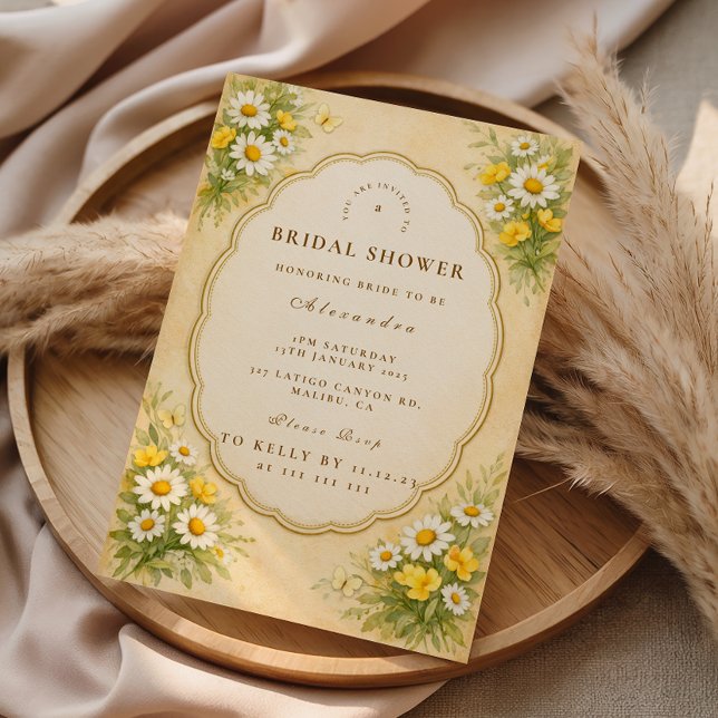 Vintage Daisy Wildflower Bridal Shower Invitation (Creator Uploaded)