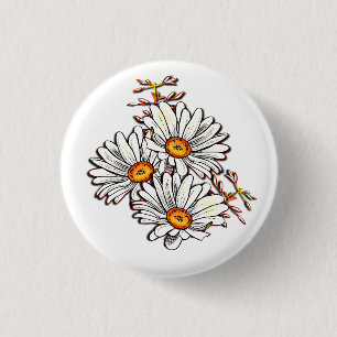Vintage Daisy Wildflowers Cute White Friendship  3 Cm Round Badge