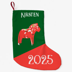 Vintage Dala Horse Small Christmas Stocking