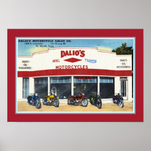 Vintage Dalio's Motorcycles Fort Worth Poster