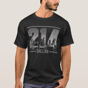 Vintage Dallas 214 Area Code Texas Skyline T-Shirt