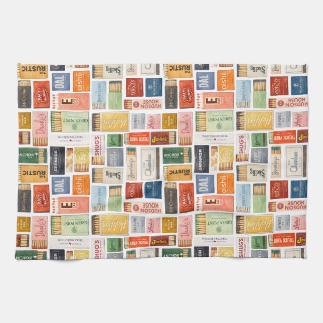 Vintage Dallas Matchbook Kitchen Towel (Horizontal)