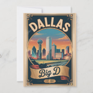 Vintage Dallas Texas Big D Retro Travel Holiday Card