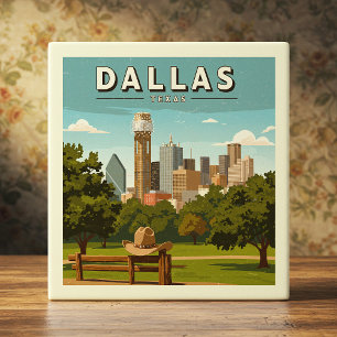 Vintage Dallas Texas Ceramic Tile