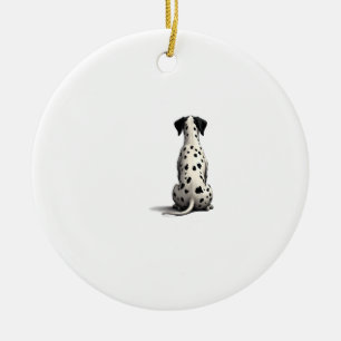 Vintage Dalmatian Dog From Behind Illustration Min Ceramic Ornament