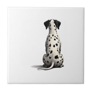 Vintage Dalmatian Dog From Behind Illustration Min Ceramic Tile