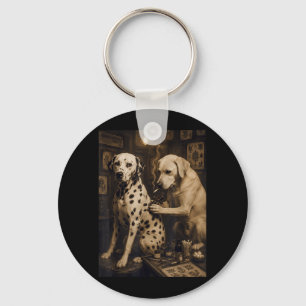 Vintage Dalmatian Dog Smoking Tattoo Artist Funny Key Ring