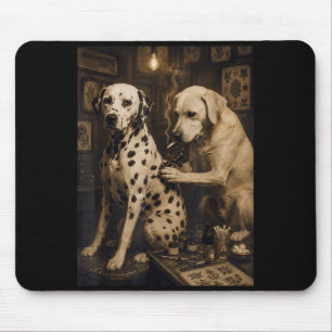 Vintage Dalmatian Dog Smoking Tattoo Artist Funny Mouse Pad