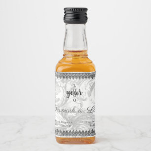 Vintage Damask and Black Lace Logo Perfume Liquor Bottle Label