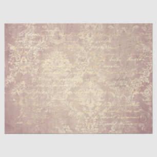 Vintage damask and script gold and pink distressed tissue paper