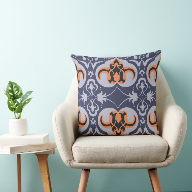 Vintage Damask - Blue Orange Elegant Pattern Cushion (Chair)