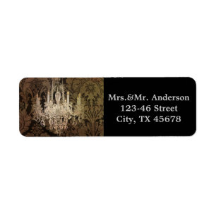 vintage damask chandelier wedding return address label