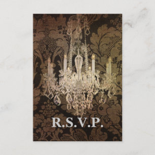 vintage damask chandelier wedding RSVP response