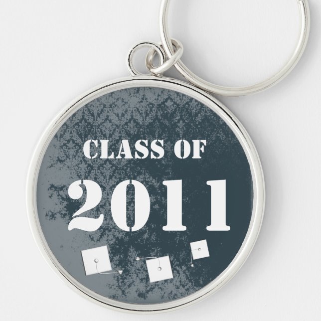 Vintage Damask Class of 2011 Keychain Tossing Caps (Front)
