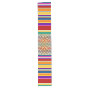Vintage Damask Contour & Stripes + your backgr. Long Table Runner
