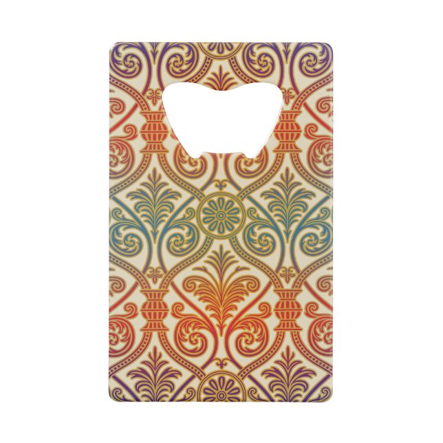 Vintage Damask Contour Wallpaper - blue violet red (Front)