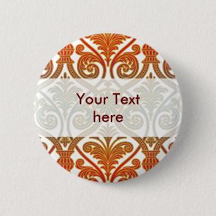 Vintage Damask Contour Wallpaper - blue violet red 6 Cm Round Badge