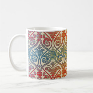 Vintage Damask Contour Wallpaper - blue violet red Coffee Mug