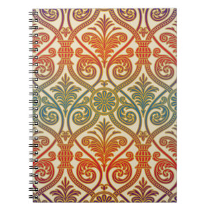 Vintage Damask Contour Wallpaper - blue violet red Notebook