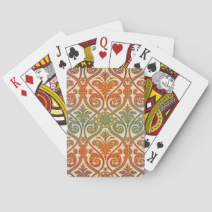 Vintage Damask Contour Wallpaper - blue violet red Playing Cards