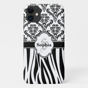 Vintage Damask Cool Zebra Stripes iPhone 11 Case