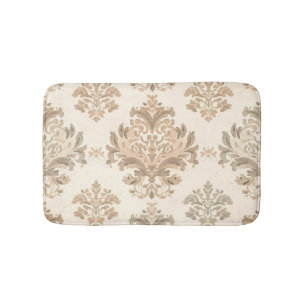 Vintage Damask Elegant Beige French Farmhouse Bath Mat