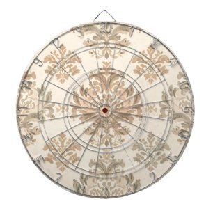 Vintage Damask Elegant Beige French Farmhouse Dartboard